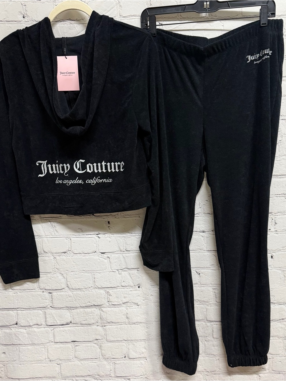 Juicy Couture velour Tracksuit jogger Large crop hoodie with jogger bottoms NWT